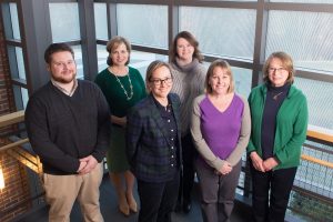 Six Northern Essex Community College faculty/staff members are the recipients of the National Institute for Staff and Organizational Development (NISOD) Award. They are (Left to right, rear) Robert West of Manchester, NH; Linda Giampa of Amesbury, and Kristen Quinn of Boston. ( Left to right, front) Amy Callahan of Newburyport, Deirdre Budzyna of Newburyport, and Abby Thomas of Andover.