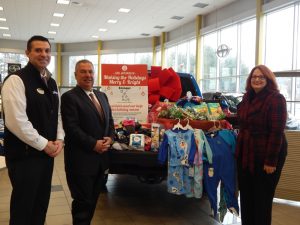 Picture above left to right are: Trevor Fanning, Jaffarian Sales Manager; Gary Jaffarian, President and CEO, Jaffarian; and Denise Arnold, Emmaus House volunteer who manages in-kind donations.