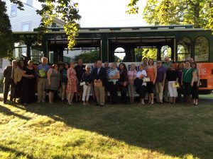 Chartered trolleys provide an authentic historical mode of transportation on this sightseeing adventure.
